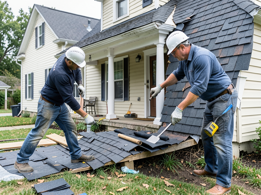 What happens to your old shingles after a roof rep